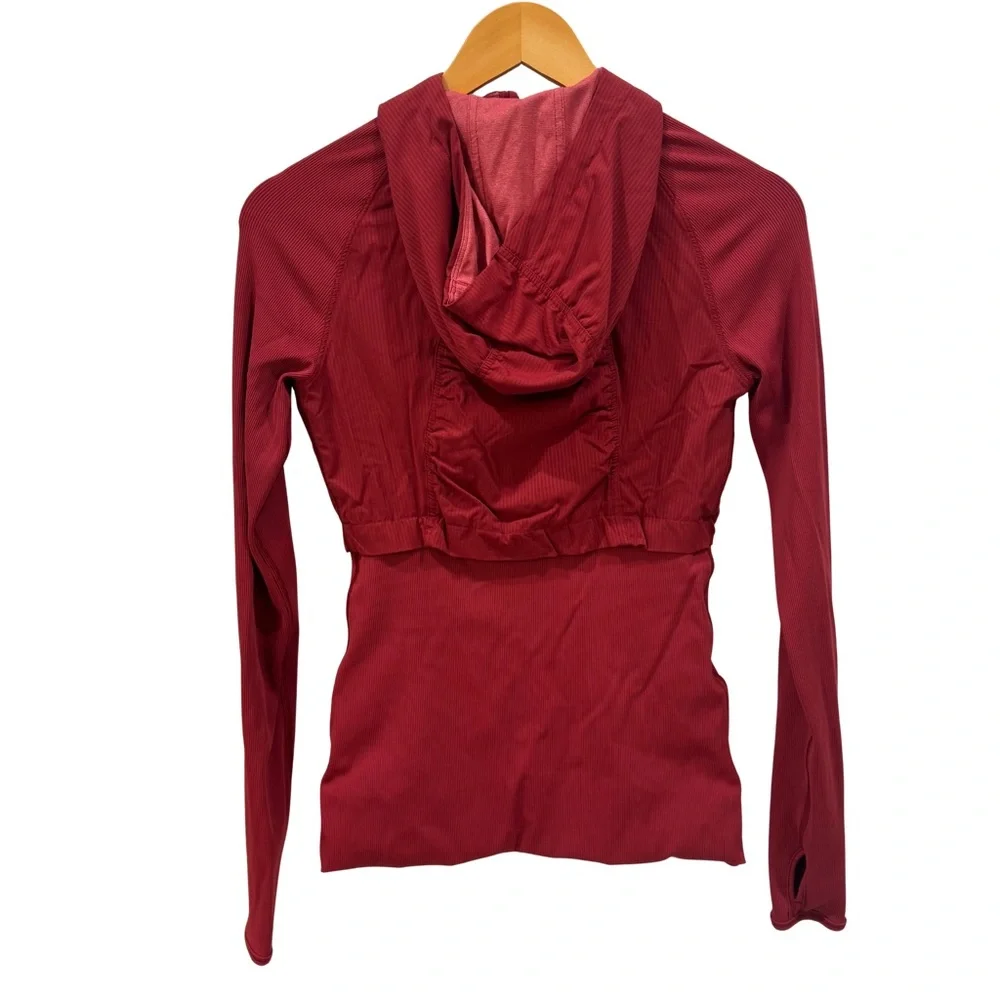 Lululemon Dance Studio Jacket Rib Sleeve Reversible Dark Sport Red Zip Up Size 4